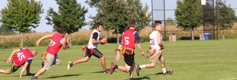 Students playing on Gregory Street Fields.