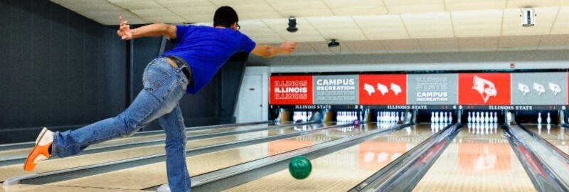 Students play in the gaming complex in the Bowling and Billiards Center.