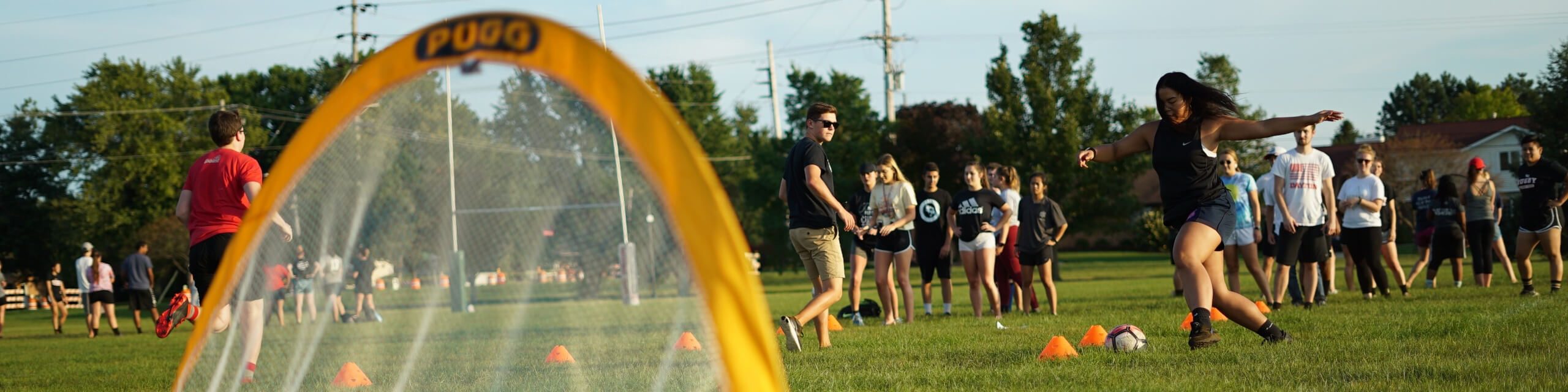 Students playing on Gregory Street Fields.